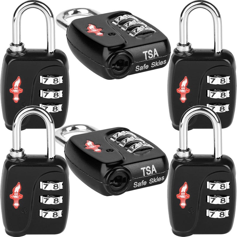 iGuruTr TSA Locks 6-Pack - Ultra Lightweight Travel & Gym Combo Locks (54g Each!), TSA Approved Secure Luggage Locks for Suitcases, School Backpacks, Lockers - 3-Digit Code, 2.36in Compact Design - Image 1